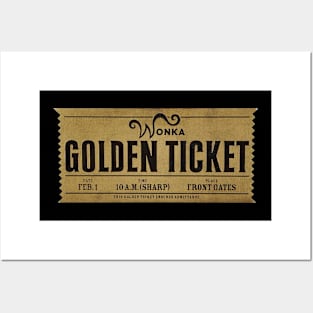 golden ticket willy wonka Posters and Art